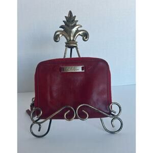 COLE HAAN Red Leather Zip Around Wallet Wristlet Clutch